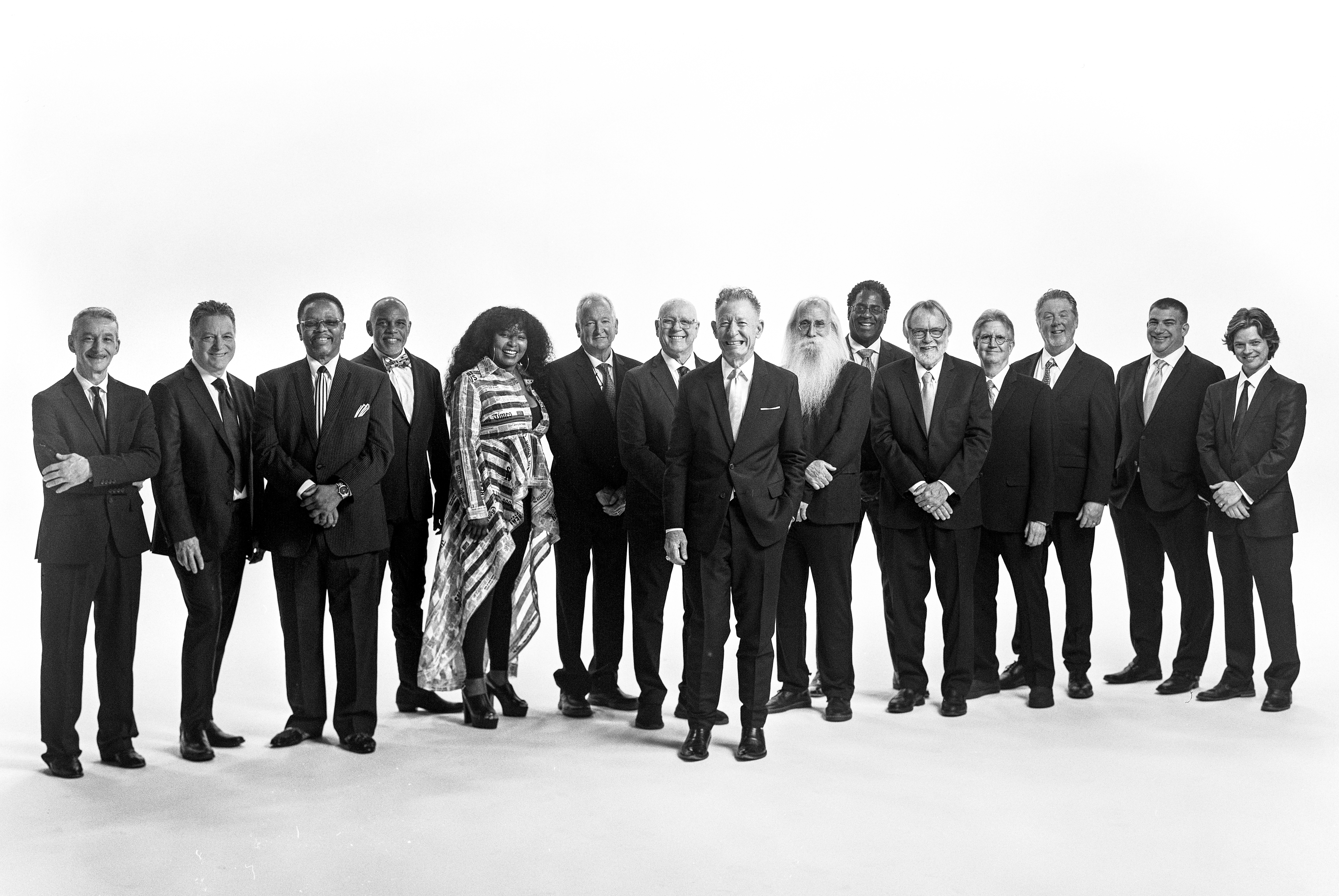 An image of the group Lyle Lovett and his Large Band. 